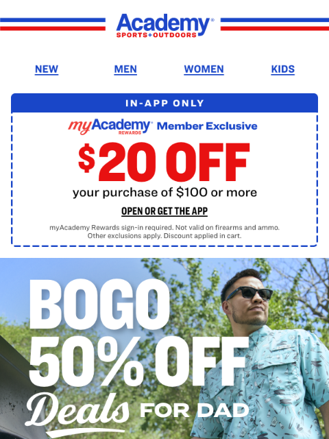 academy newsletter: BOGO 50% Off Everything Inside for Dad!