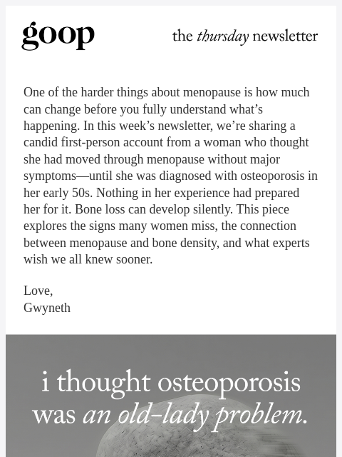 goop newsletter: the Thursday newsletter