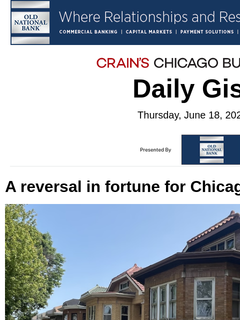 crainalerts newsletter: A reversal in fortune for Chicago home listings