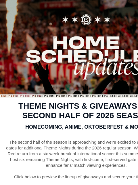 chicagofirefc newsletter: Remaining Can't-Miss Theme Nights!