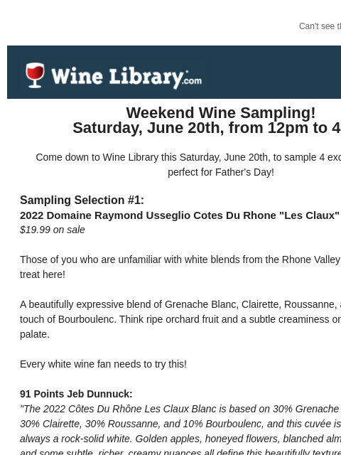 winelibrary newsletter: Come try 4 exceptional wines perfect for Father's ...