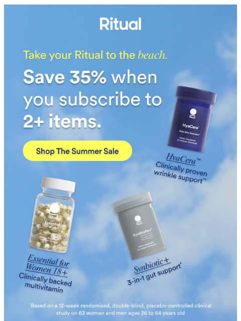 ritual newsletter: Summer Sale: Get 35% on 2+ items