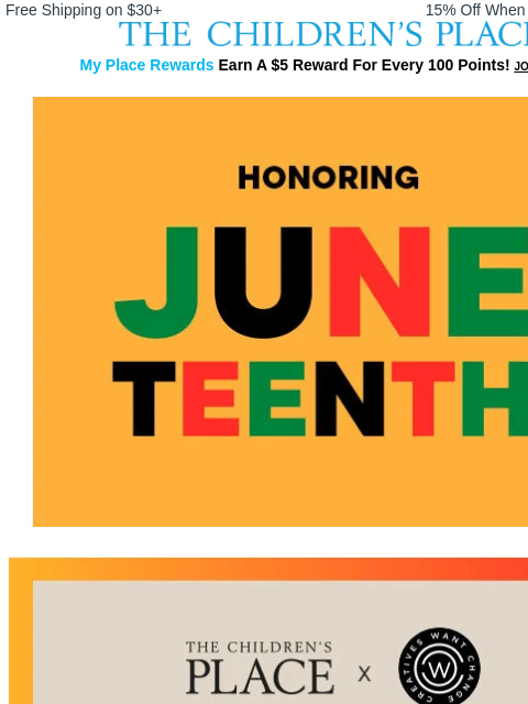 childrensplace newsletter: Honoring Juneteenth ❤️💛💚
