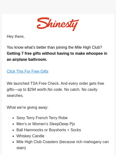 shinesty newsletter: We're giving stuff away. Thought you should know.