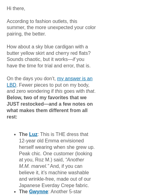 mmlafleur newsletter: BACK IN STOCK: My extremely UNoriginal outfit hack...
