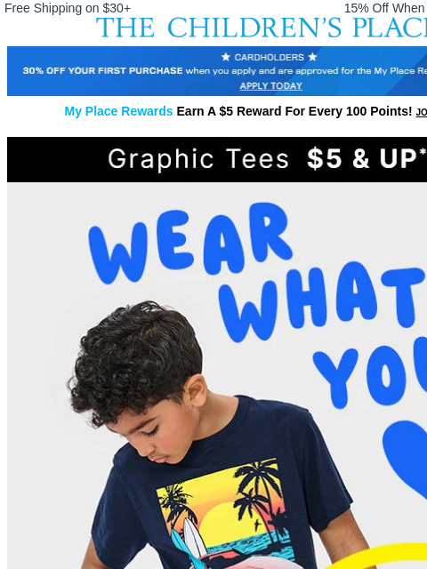 childrensplace newsletter: $5+ Graphics for every personali-TEE 🫶