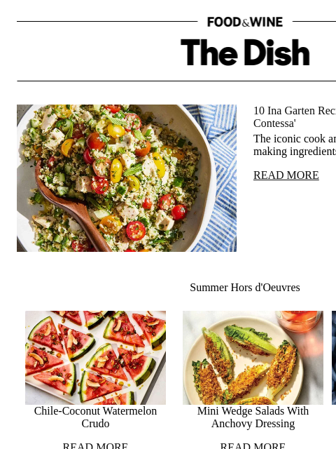 foodandwine newsletter: 10 Ina Garten Recipes to Channel the 'Barefoot Con...