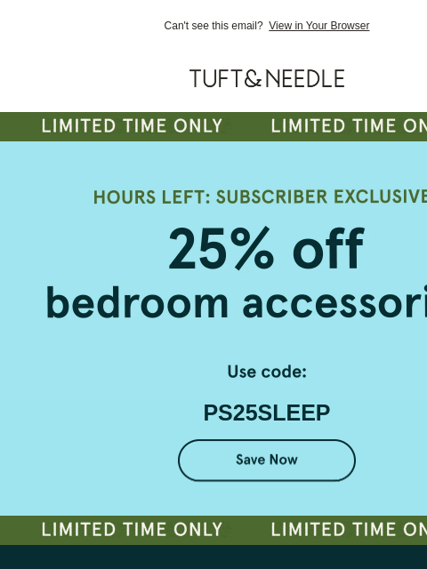 tuftandneedle newsletter: HOURS LEFT TO SAVE