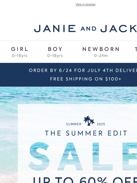 janieandjack newsletter: You get an extra 15% off with code SUNNY15