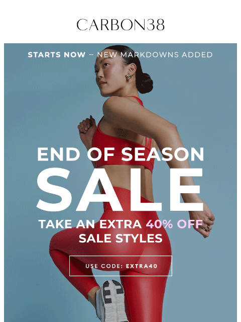carbon38 newsletter: STARTS NOW: Extra 40% off Sale