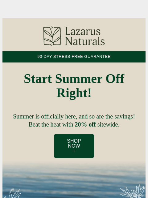 lazarusnaturals newsletter: Hello summer 👋 Goodbye full price 🌊