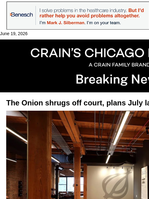 crainalerts newsletter: The Onion charges ahead with Infowars