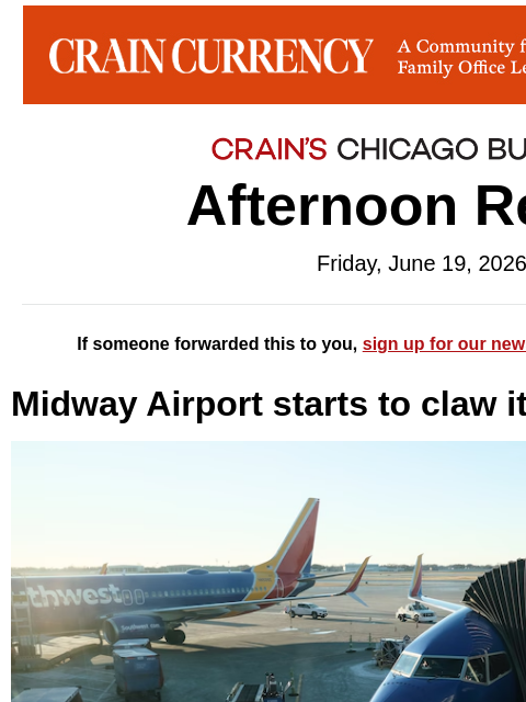 crainalerts newsletter: Midway Airport starts to claw its way back