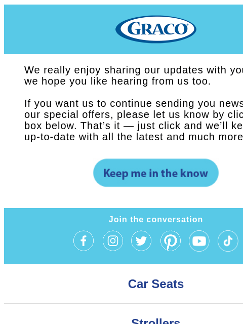 gracobaby newsletter: Let us know if you’d like to keep hearing from us