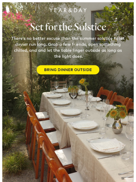 yearandday newsletter: The longest day deserves dinner outside