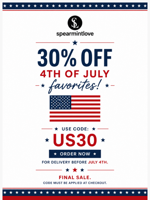 spearmintlove newsletter: 🇺🇸 30% Off 4th of July Favorites