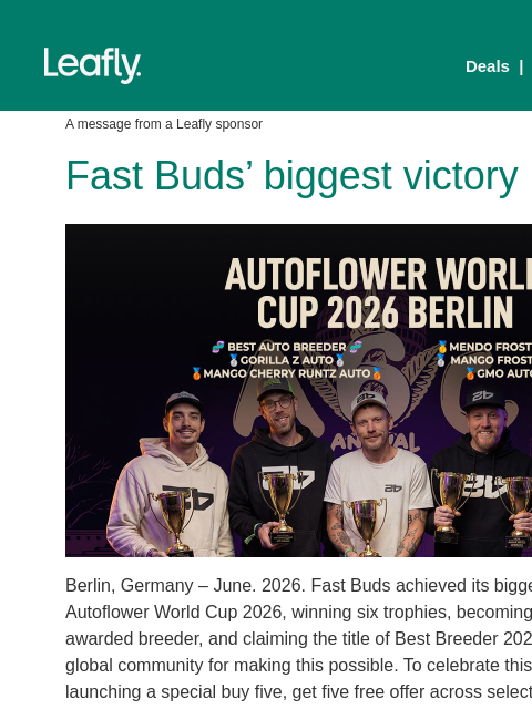 leafly newsletter: Six trophies & one BOGO deal 🏆