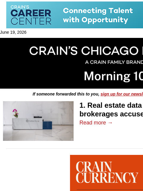 crainalerts newsletter: CoStar, major brokerages accused of fixing commerc...
