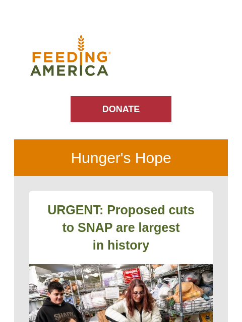 feedingamerica newsletter: 9.5 billion meals are at risk because of proposed ...