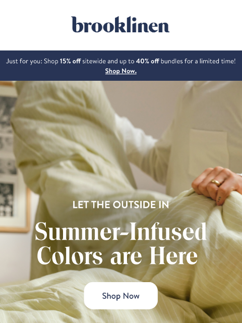 brooklinen newsletter: Shop new bedding in new colors... AND ON SALE