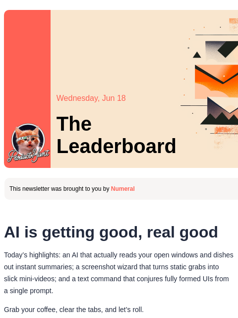 producthunt newsletter: 😸 Your computer has eyes now