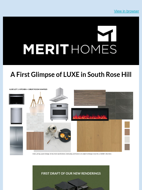 merithomesinc newsletter: FIRST LOOK: Luxe Lot 1 Mood Boards
