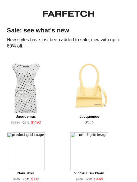 farfetch newsletter: Up to 60% off new sale styles
