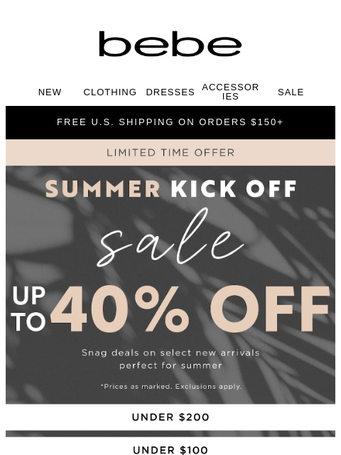 bebe newsletter: Sale's Heating Up🔥Take Up to 40% Off!
