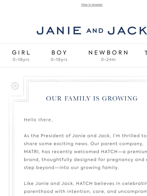 janieandjack newsletter: Meet HATCH—Now Part of the Janie and Jack Family