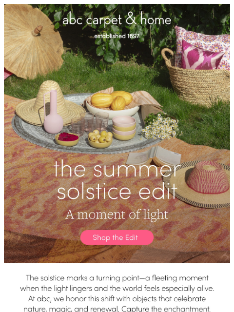 abchome newsletter: The Summer Solstice Edit☀️