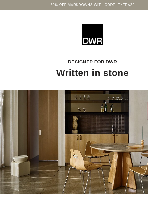 dwr newsletter: Pinna Dining Table delivers free