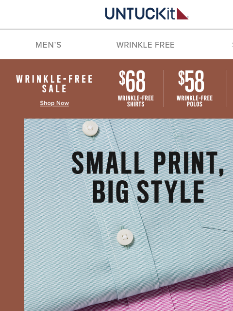 untuckit newsletter: One Fabric. Zero Wrinkles. So Much to Save! 🏃‍♂️