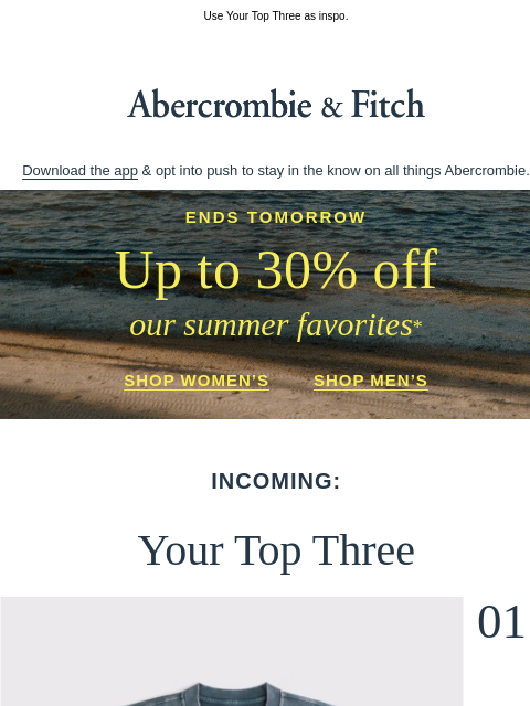 abercrombie newsletter: Take your laptop poolside for up to 30% OFF our su...