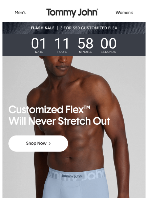 tommyjohn newsletter: LIVE NOW: 3/$50 Flash Sale
