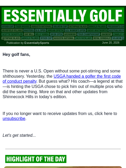 newsbreakexpress newsletter: USGA Accused of Singling Out Penalized Pro