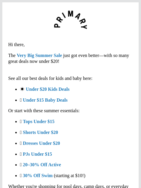 primary newsletter: 🚨 New Deal Drops: Under $20 Steals in the Summer ...
