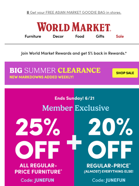 emailworldmarket newsletter: 25% off dining room looks for everyday living.