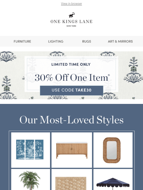 onekingslane newsletter: Take 30% Off a Best-Seller You’ll Love