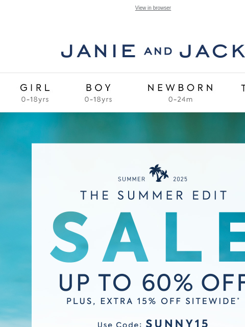 janieandjack newsletter: New to sale: up to 60% off + extra 15% off