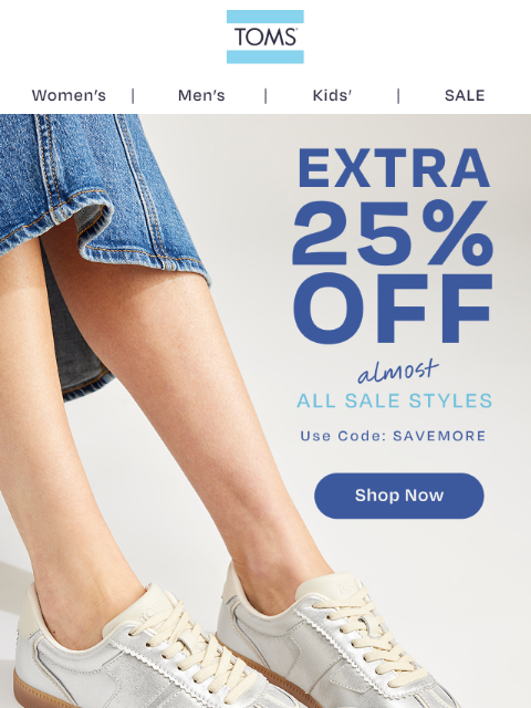 toms newsletter: Sale on Sale! Save up to 40% on Collins Sneakers