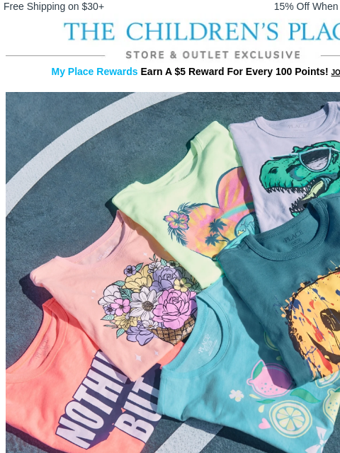 childrensplace newsletter: $2.99 & up graphic tees + ALL shorts $6 & up! 🌞