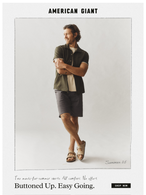 american-giant newsletter: Your Summer Button-Ups Are Here