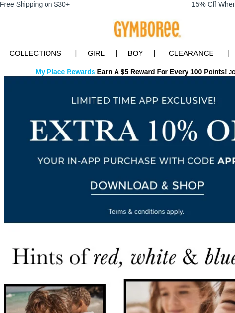 gymboree newsletter: Limited Time ➡️ extra 20% Off your order + FREE sh...