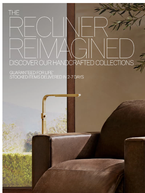 rh newsletter: The Recliner Reimagined. Handcrafted Collections f...