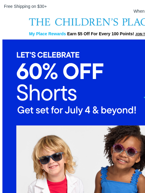 childrensplace newsletter: Found: Red, White & Blue Shorts ❤️🤍💙