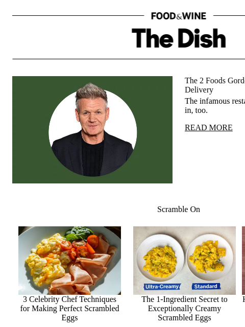 foodandwine newsletter: The 2 Foods Gordon Ramsay Will Order for Delivery