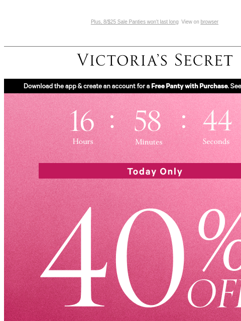 victoriassecret newsletter: Today Only: 40% Off an Item