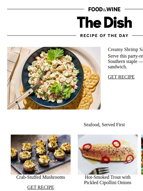 foodandwine newsletter: Creamy Shrimp Salad
