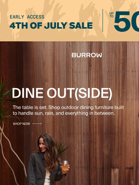 burrow newsletter: Dine outside and up to 50% off