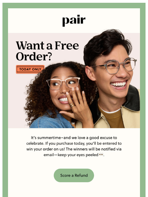 paireyewear newsletter: IT’S FREE ORDER DAY ☀️
